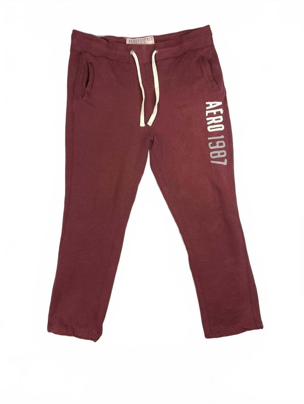 Y2K Aeropostale Maroon Sweatpants with Drawstring Waist, Size Large